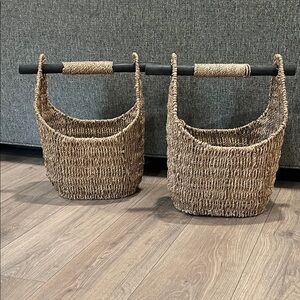 Thirty-one Vintage Large Wicker Basket Magazine Organizer Storage Tote
